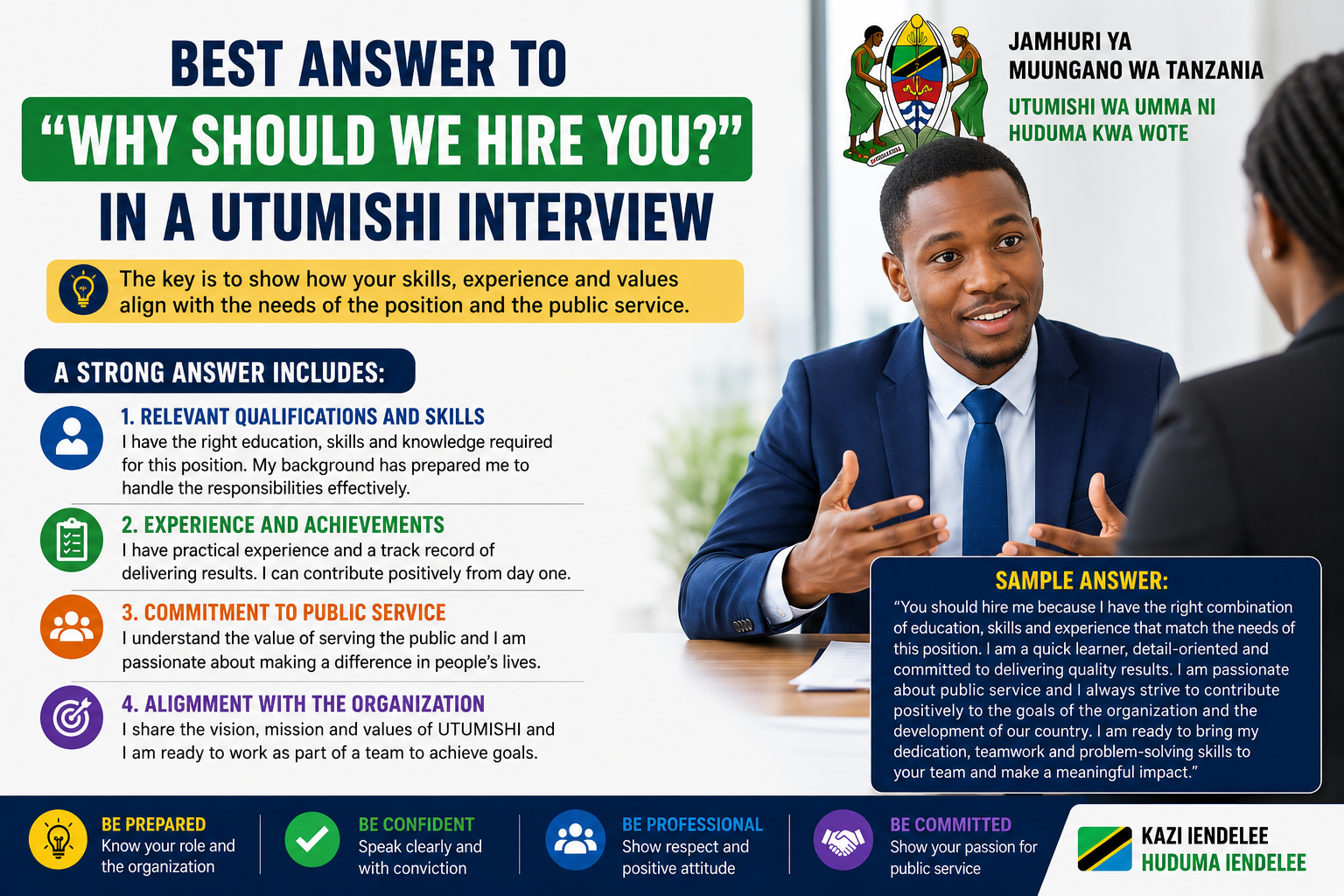 Best Answer to “Why Should We Hire You?” in a UTUMISHI Interview